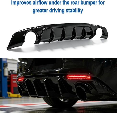 Rear Bumper Diffuser Lip for 2015-2023 Chrysler 300 - Shark-Fin Style Gloss Black ABS Valance with Dual Round Exhaust Cutouts, Direct Replacement, Easy Installation in Saudi Arabia