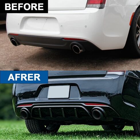 Rear Bumper Diffuser Lip for 2015-2023 Chrysler 300 - Shark-Fin Style Gloss Black ABS Valance with Dual Round Exhaust Cutouts, Direct Replacement, Easy Installation in Saudi Arabia
