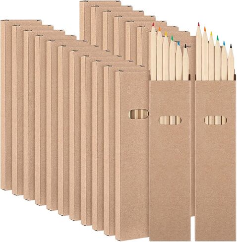 Ctosree 50 Packs Colored Pencils Bulk for Kids Coloring Supplies 7 Inch Coloring Pencils in Kraft Boxes for Classroom School Drawing Birthday Party Prize Gift Favors, 6 Assorted Colors Per Pack in Saudi Arabia