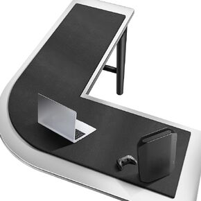 Cacoy 54" x 59" L-Shaped Desk Pad, PU Leather Corner Desk Mat, L Shape Gaming Computer Mouse Pad, Waterproof Office Writing Mat, Corner Mouse Mat for L Shape Computer Desk, Black in Saudi Arabia