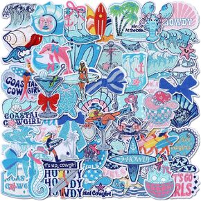 50 Pcs Coastal Cowgirl Iron on Patches for Hats Summer Ocean Embroidered Iron on Blue Patches for Girls Beach Holiday Heat Press Patch for Trucker Hat, Clothes, Jeans, Beach Bags DIY Craft in Kuwait