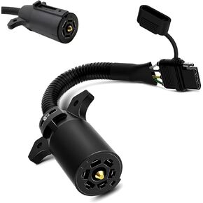 7 Pin to 4 Pin Trailer Adapter, Plug Play 7 Way Blade to 4 Way Harness Cable Converter, Waterproof High-power Pigtail Wiring Harness, Universal for RVs Trailers (Black) in Saudi Arabia