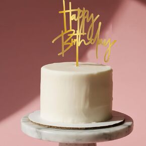 Acrylic Birthday Cake Topper - 5.3'' x 7.2'' Red Happy Birthday Sign for Party Supplies, Cake Decorations and Anniversary in Saudi Arabia