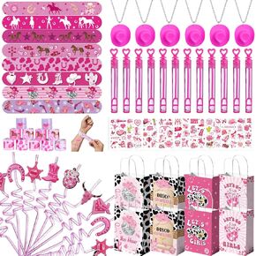 Vanblue 72 Pcs Cowgirl Party Favors Gift Disco Cowgirl Birthday Decorations Rodeo Hot Pink Horse Party Supplies Favors Gift Bags for Kids Girls Pinata Filler Classroom Rewards in Saudi Arabia