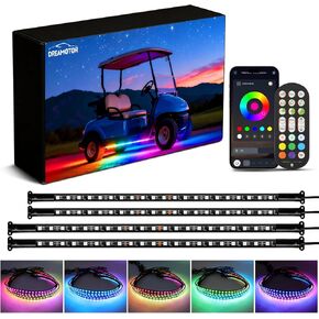 DREAMOTOR 4 قطع عربة الجولف Underglow LED شريط إضاءة لون الحلم نيون لهجة مجموعة الإضاءة التطبيق/جهاز التحكم عن بعد صوت نشط مزامنة الموسيقى مقاوم للماء 12 فولت - 65 فولت مدخل متوافق مع EZGO Yamaha Club Car in Kuwait