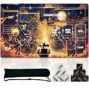 Single-Player TCG Playmat with Zones Compatible with One Piece Card Game, Bonus Power Counter Dice & Storage Bag Included 24x14 Inches, Non-Slip Rubber Trading Card Game Mat (Fiery Showdown) in Saudi Arabia
