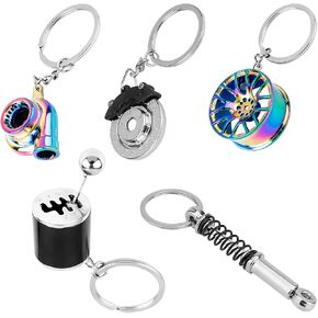 5 PCS Car Parts Model Keychains, Creative Miniature Turbo Keyring Kit, Stylish Auto Parts Keychains for Men Women in Saudi Arabia