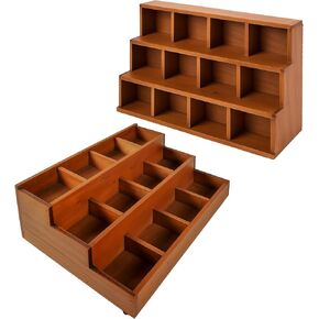 Wood 3-Tier Riser Stand Display Organizer – Versatile Tiered Desktop Shelf for Collectibles, Plants, Candles or Stationery – Stackable & Freestanding Wooden Storage Rack for Home or Office in Saudi Arabia