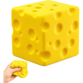 Super Cheese Squishy, Big Cheese Squishy Squeezy Cheese Upgraded One-Piece PU Slow Rising Stress Relief Toy, 2.76 Inch Large Sensory Fidget Cube for Adults Kids, Graduation Gift in Saudi Arabia