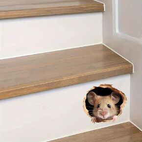 3D Field Mouse Hole Sticker 2-Pack Waterproof Vinyl for Car Laptop Window Suitcase Wall Base Furniture Cute Decoration in Children's Room PDLS-1 in Saudi Arabia