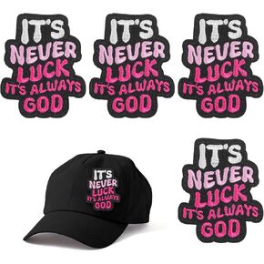 4PCS Iron on Patches for Hats,Embroidered Patches Iron on,Its Never Luck Its Always God,Fabric Patch for Clothing,Backpack,Hat in Saudi Arabia