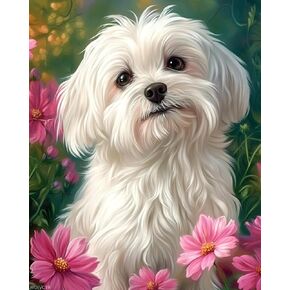 WUIVCTR Maltese Dog Paint by Numbers Kit for Adults, 16" x 20" Canvas Painting Kit for Beginners, Modern Aesthetic DIY Paint by Number on Canvas for Home Wall Decor in Saudi Arabia