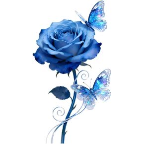 Rose Waterproof Car Stickers, 2 Pack,Blue Rose with Butterflies Vinyl Decal, for Truck, Bumper, Laptop, Wall, Furniture, Bedroom Decoration LB-0144 in Saudi Arabia