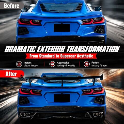 Rear Trunk Spoiler Compatible with 2020-2025 Chevy Corvette C8 Stingray Z51 ZR1, ABS Plastic Rear Wing Bolt-On + 3M Tape Aero Replacement Body Kit Gloss Black in Saudi Arabia