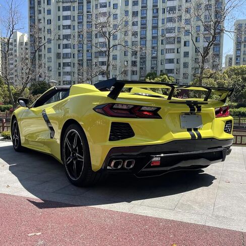 Rear Trunk Spoiler Compatible with 2020-2025 Chevy Corvette C8 Stingray Z51 ZR1, ABS Plastic Rear Wing Bolt-On + 3M Tape Aero Replacement Body Kit Gloss Black in Saudi Arabia