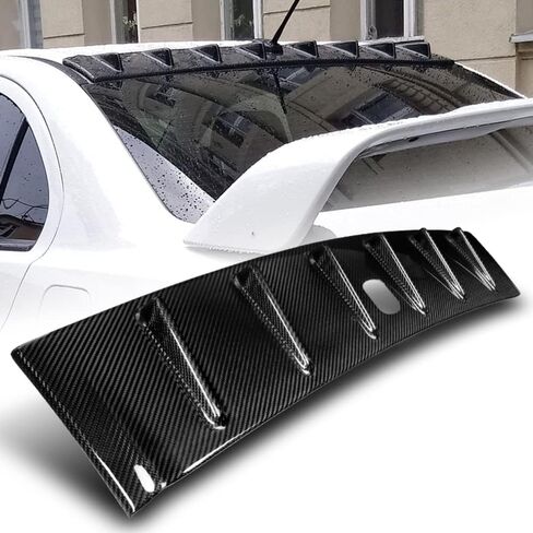 Q1-TECH, Carbon Fiber Rear Roof Diffuser Spoiler Wing 6 Shark Fin Compatible with 2008-2015 Mitsubishi Lancer Evolution 10 / GSR MR RS, Real Carbon Fiber, Shark Fin Roof Spoiler Wing w/Antenna Base in Kuwait