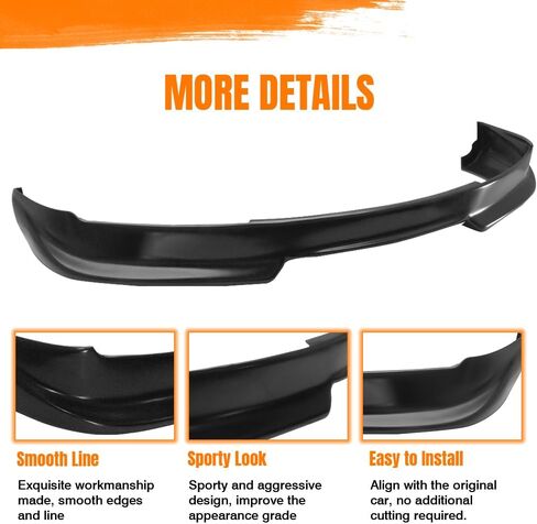 سبويلر الشفة الأمامي، متوافق مع 1997-2000 BMW E39 5-Series، PU Black A Style Add-on Front Splitter Air Dam Chin Protector in Kuwait