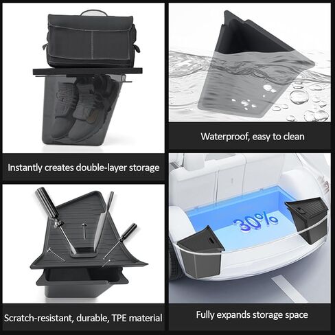 GEEDAR Tesla Model Y Juniper Trunk Organizer Set, 2 Trunk Storage Bins with TPE Lid + 2 Rear Trunk Organizer Hooks, Rear Trunk Side Storage Box for Model Y Juniper 2025 2026 Interior Accessories in Saudi Arabia