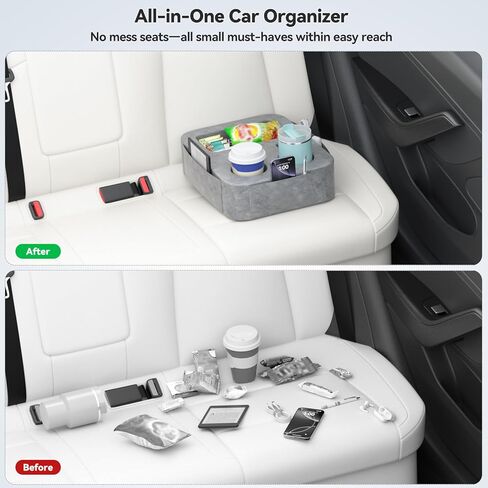 Car Cup Holder Pillow, Backseat Car & Bench Seat Cup Holder for iPad, Switch, Controllers, Remotes, Glasses, Drink Holder for Car, Couch, Bed, Desk, Camping, Automotive Cup Holders, Sofa Caddy, Gray in Saudi Arabia