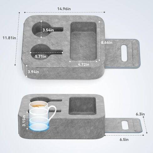 Car Cup Holder Pillow, Backseat Car & Bench Seat Cup Holder for iPad, Switch, Controllers, Remotes, Glasses, Drink Holder for Car, Couch, Bed, Desk, Camping, Automotive Cup Holders, Sofa Caddy, Gray in Saudi Arabia