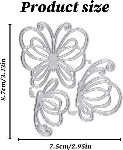 3 Pcs Butterfly Dies for Card Making,Butterfly Cutting Die Butterflies Metal Cutting Dies for DIY Scrapbooking Embossing Photo Album Paper Crafting in Kuwait