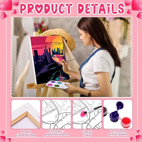 2 Pack Couples Pre Drawn Canvas Paint Kit for Adults Valentines Sip and Paint Art Gifts Valentine's Day Gnome Theme Stretched Canvas for Couples Game Date Night Anniversary, 8'' x 10'' in Saudi Arabia
