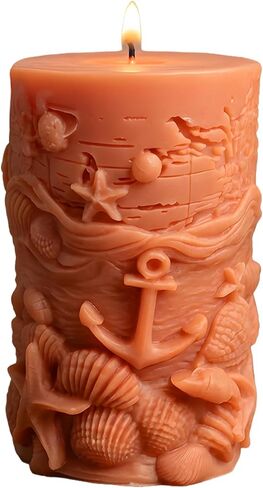 Ocean Theme Pillar Candle Mold Anchor Seashell Starfish Candle Silicone Molds for Candles Making Resin Casting Aromatherapy Candles Handmade Wax Home Decor in Saudi Arabia