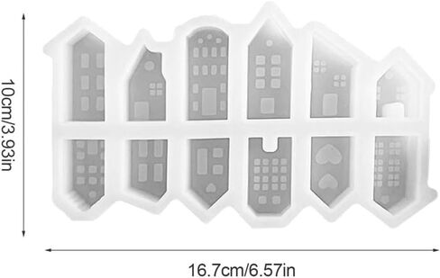 House Candle Mold, 12 Pieces 3D Silicone House Molds, House Candle Gypsum Silicone Mold, Reusable Molds for Crafts,Christmas Candle Making Molds in Saudi Arabia