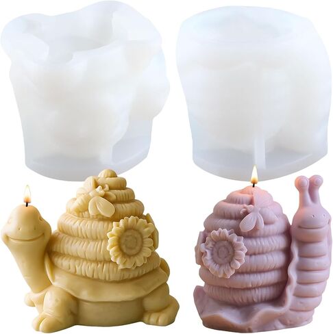 Snail Honeycomb Candle Mold Turtle Beehive Sunflower Silicone Candle Molds for Candles Making Resin Casting Aromatherapy Candles Handmade Wax Home Decor Set of 2 in Saudi Arabia