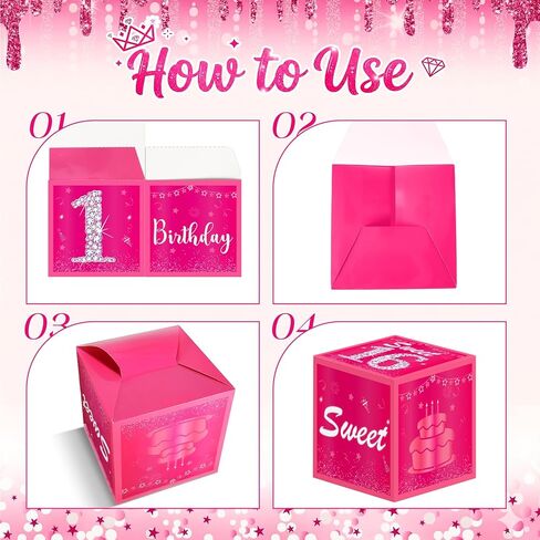 Pink Sweet 16 Birthday Decorations for Girls Women Hot Pink Sweet 16 Birthday Balloons Boxes Gift Table Cardboard Box Decor Happy 16th Bday Bachelorette Party Supplies in Kuwait