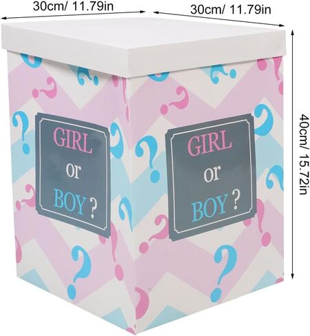 Veemoon Gender Reveal Box,15. 72 X 11. 79 X 11. 79 Inch Foldable Paper Box for Baby Shower Boy Or Girl Gender Reveal Party Decorations in Kuwait