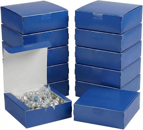 Fun Express 5" x 4 1/2" x 2" Blue Square Cardstock Party Favor Boxes - 12 Piece in Kuwait