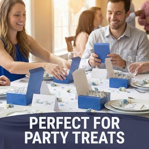 Fun Express 5" x 4 1/2" x 2" Blue Square Cardstock Party Favor Boxes - 12 Piece in Kuwait
