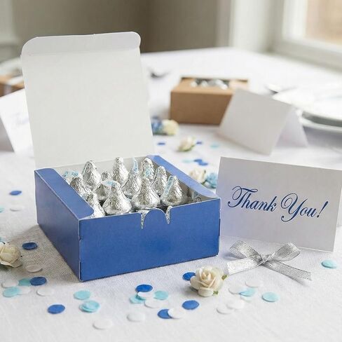 Fun Express 5" x 4 1/2" x 2" Blue Square Cardstock Party Favor Boxes - 12 Piece in Kuwait