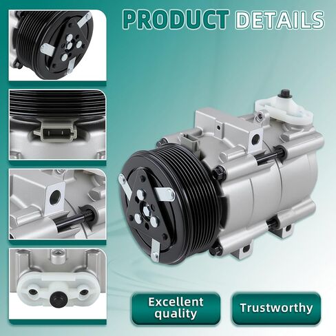 AUTOKAY AC Compressor with w/Clutch Fit for Ford F-150 1997-2001, F-250 F-350 F-450 F-550 Super Duty 1999-2007, Excursion 2003-2005, Lincoln Blackwood 2002, 4.6L, 5.4L, 6.0L, 6.8L, Replace 19192389 in Kuwait