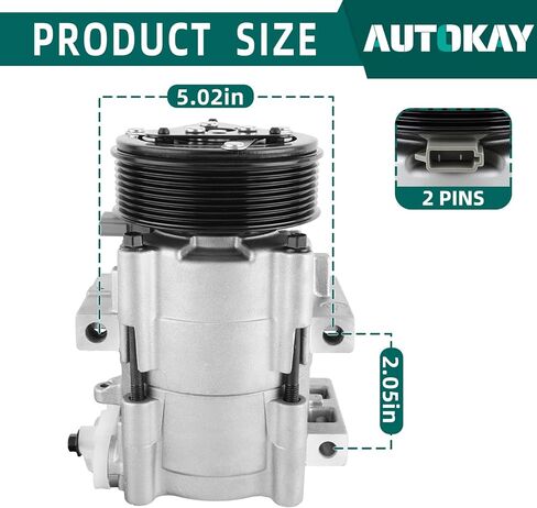 AUTOKAY AC Compressor with w/Clutch Fit for Ford F-150 1997-2001, F-250 F-350 F-450 F-550 Super Duty 1999-2007, Excursion 2003-2005, Lincoln Blackwood 2002, 4.6L, 5.4L, 6.0L, 6.8L, Replace 19192389 in Kuwait