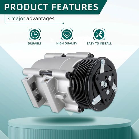 AUTOKAY AC Compressor with w/Clutch Fit for Ford F-150 1997-2001, F-250 F-350 F-450 F-550 Super Duty 1999-2007, Excursion 2003-2005, Lincoln Blackwood 2002, 4.6L, 5.4L, 6.0L, 6.8L, Replace 19192389 in Kuwait