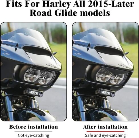 Motorcycle Headlight Eyebrows Sticker Black Headlamp Eyebrow Eyelids Upper Tip Trim Decoration Cover Visor Decoration Fit for Harley Road Glide 2015-later in Kuwait