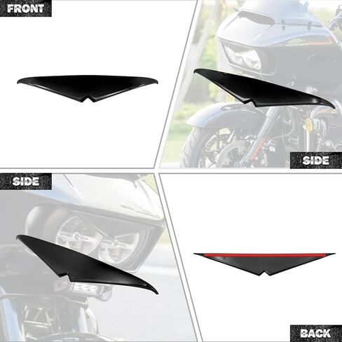 Motorcycle Headlight Eyebrows Sticker Black Headlamp Eyebrow Eyelids Upper Tip Trim Decoration Cover Visor Decoration Fit for Harley Road Glide 2015-later in Kuwait