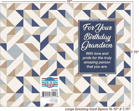 Chuck's Card-O-Rama Grandson Birthday Card - Made in Chicago - Perfect Design & Message - Arrives in a Sturdy, Thick Cardboard Stay-Flat Mailer 95789 in Kuwait