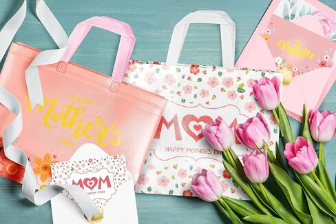 Jaywayang 2Pcs 12.6" Happy Mother's Day Gift Bags with Tissue Paper, Envelope and Card, Reusable Non-Woven Bag with Handles for Mother's Day Party Supplies in Kuwait