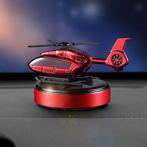Solar Energy Rotating Helicopter Air Freshener - Al Alloy Diffuser, Purifier, Odor Eliminator, Perfume - Car Accessory Interior Aesthetic Decoration (Red) in Saudi Arabia