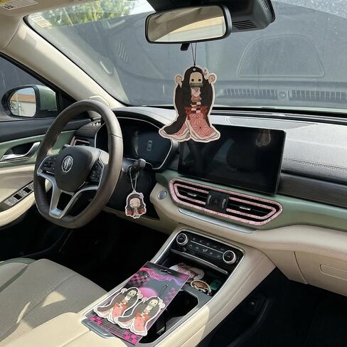 PumpCar 2 pieces double-sided Nezuko Japanese hanging Cherry-Scented car air Freshener Anime Cool for rearview mirror Car Interior Accessories Household Gifts in Saudi Arabia