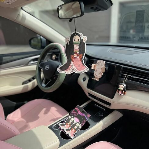 PumpCar 2 pieces double-sided Nezuko Japanese hanging Cherry-Scented car air Freshener Anime Cool for rearview mirror Car Interior Accessories Household Gifts in Saudi Arabia