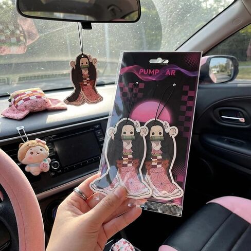 PumpCar 2 pieces double-sided Nezuko Japanese hanging Cherry-Scented car air Freshener Anime Cool for rearview mirror Car Interior Accessories Household Gifts in Saudi Arabia