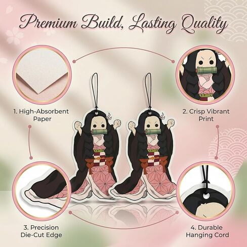 PumpCar 2 pieces double-sided Nezuko Japanese hanging Cherry-Scented car air Freshener Anime Cool for rearview mirror Car Interior Accessories Household Gifts in Saudi Arabia