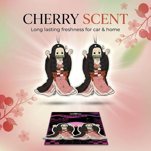 PumpCar 2 pieces double-sided Nezuko Japanese hanging Cherry-Scented car air Freshener Anime Cool for rearview mirror Car Interior Accessories Household Gifts in Saudi Arabia