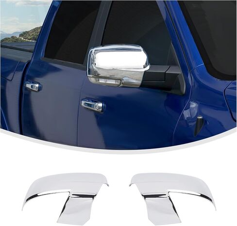 Linskip Driver and Passenger Side Mirror Covers Compatible with 2009-2018 RAM 1500 & 2019-2024 RAM 1500 Classic with Turn Signal Light Cutout, Door Mirror Bezel Caps Chrome in Kuwait