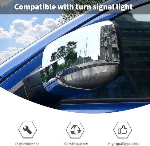 Linskip Driver and Passenger Side Mirror Covers Compatible with 2009-2018 RAM 1500 & 2019-2024 RAM 1500 Classic with Turn Signal Light Cutout, Door Mirror Bezel Caps Chrome in Kuwait