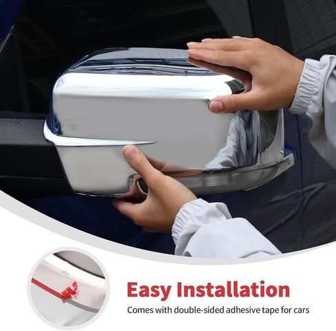Linskip Driver and Passenger Side Mirror Covers Compatible with 2009-2018 RAM 1500 & 2019-2024 RAM 1500 Classic with Turn Signal Light Cutout, Door Mirror Bezel Caps Chrome in Kuwait